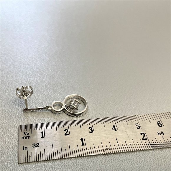 Brilliante Platinum Embraced 1.76 DEW Simulated Diamond Double Drop Earrings - Picture 3 of 11